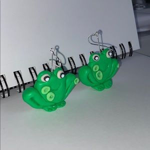 Homemade frog clay earrings!